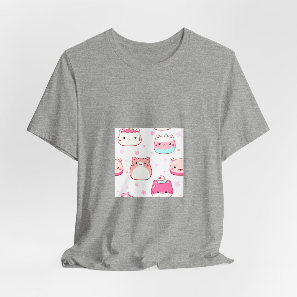 Kawaii Pink Cat Squad T-Shirt — Cute Cartoon Kitty Faces Tee
