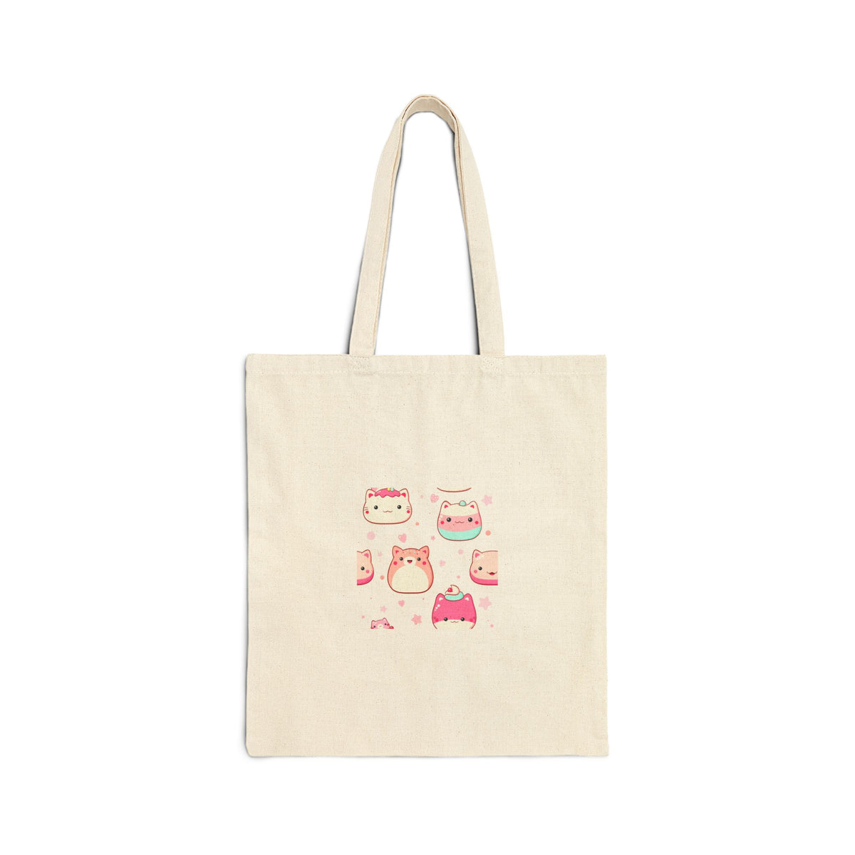 Cute Kawaii Cats Cotton Tote — Cute Cat Illustration Canvas Bag