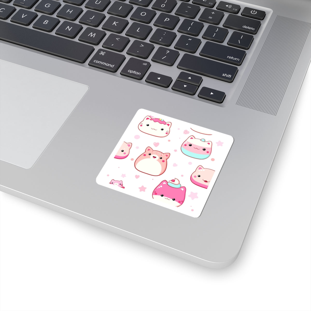 Cute Kawaii Dessert Cat Kiss-Cut Stickers — Pink Laptop Decals, Packable Cute Animal Stickers