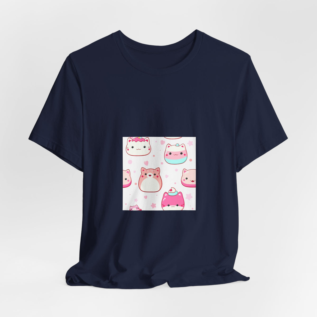 Kawaii Pink Cat Squad T-Shirt — Cute Cartoon Kitty Faces Tee
