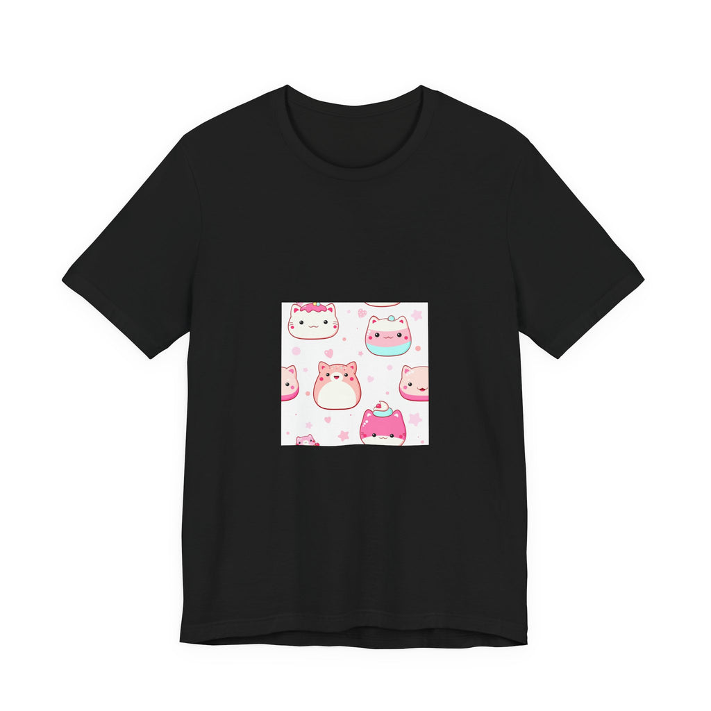Kawaii Pink Cat Squad T-Shirt — Cute Cartoon Kitty Faces Tee