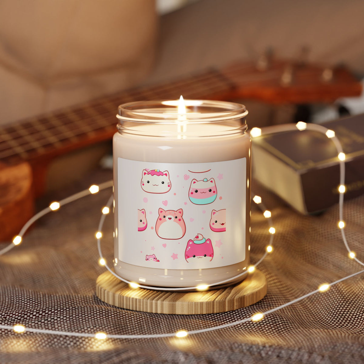 Cute Kawaii Hamster Soy Candle – 9oz Scented Jar (Pink Dessert Theme)