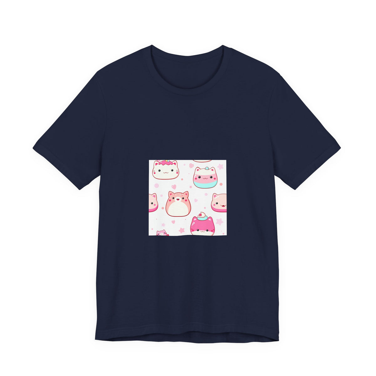 Kawaii Pink Cat Squad T-Shirt — Cute Cartoon Kitty Faces Tee