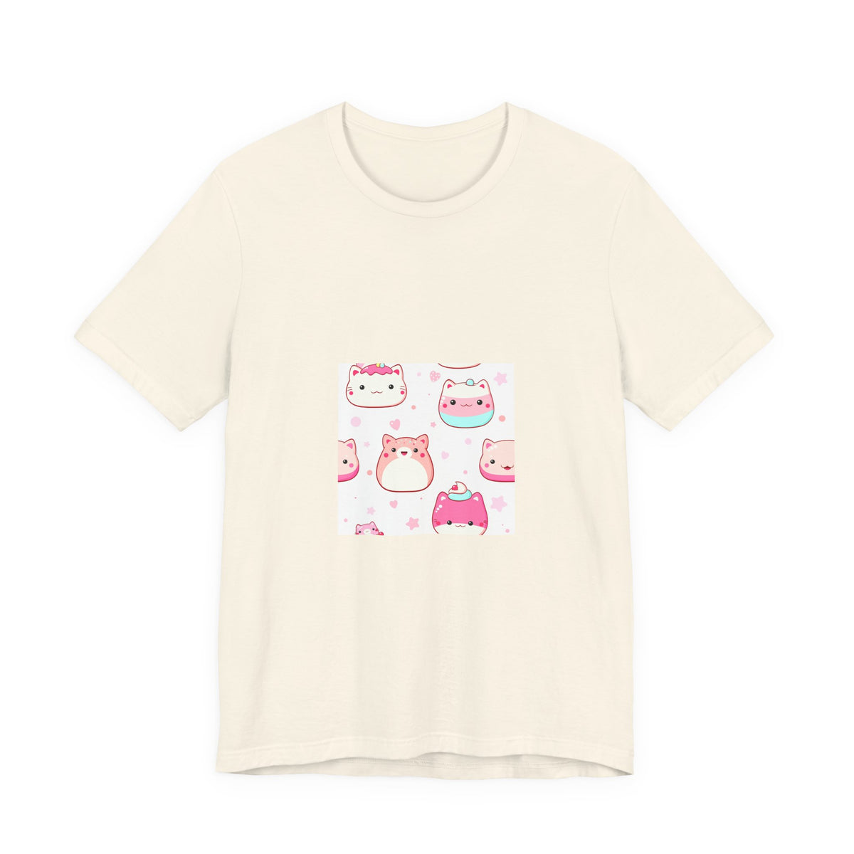 Kawaii Pink Cat Squad T-Shirt — Cute Cartoon Kitty Faces Tee