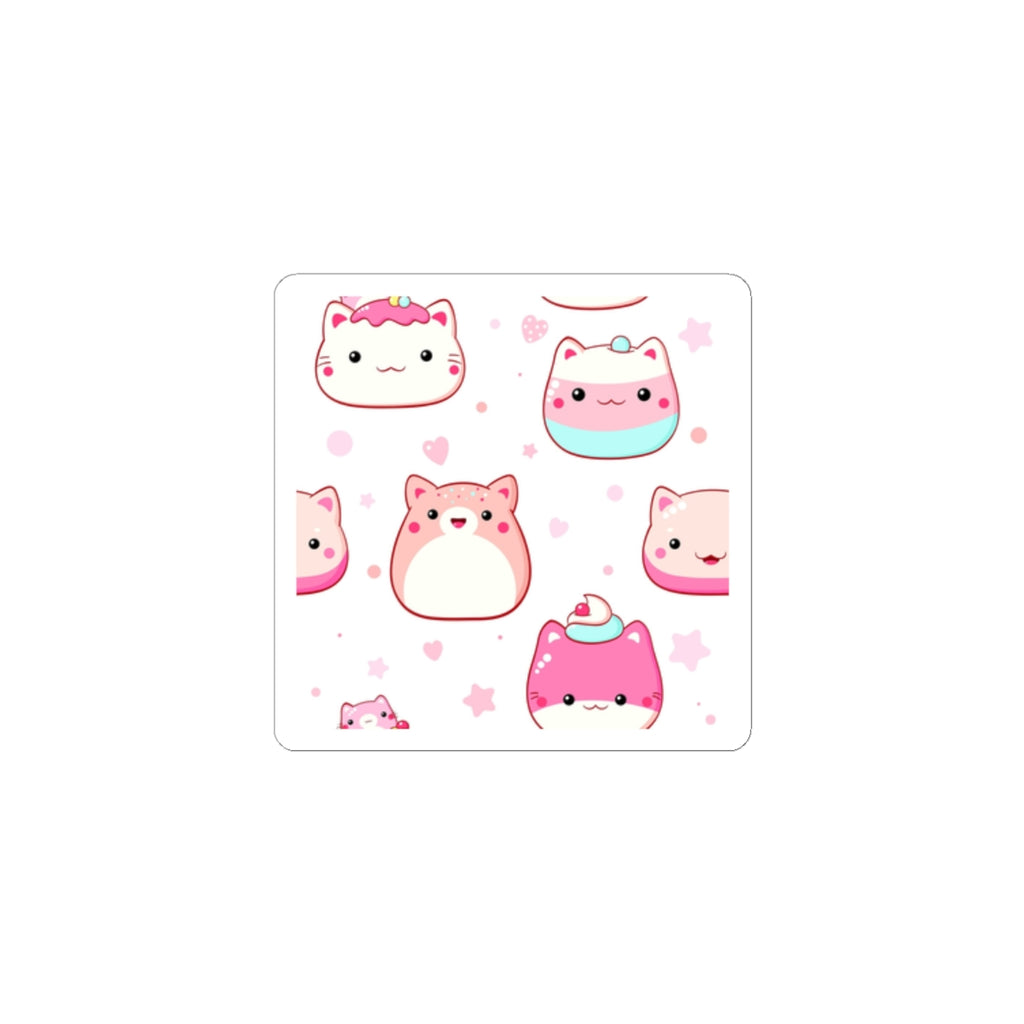 Cute Kawaii Dessert Cat Kiss-Cut Stickers — Pink Laptop Decals, Packable Cute Animal Stickers