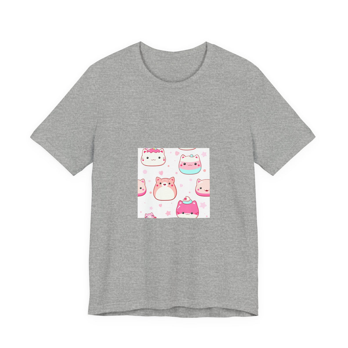 Kawaii Pink Cat Squad T-Shirt — Cute Cartoon Kitty Faces Tee