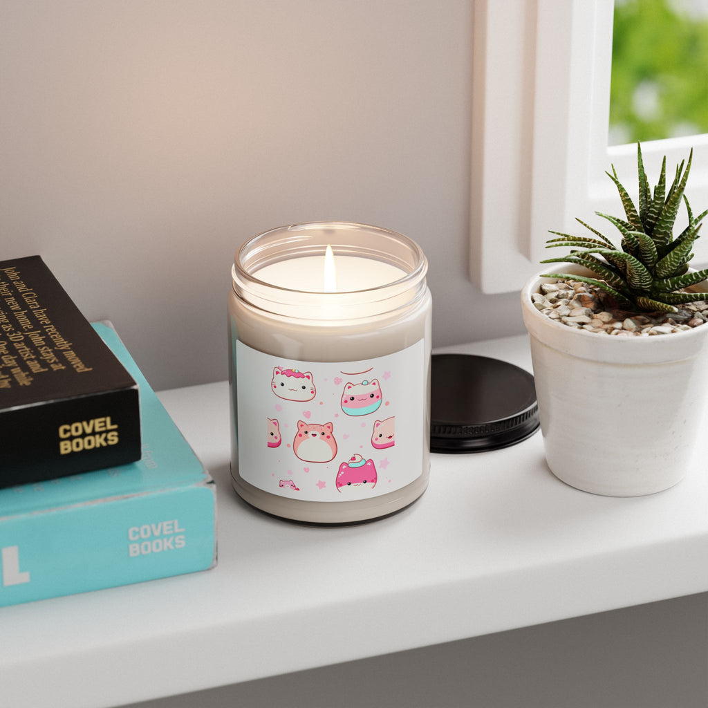Cute Kawaii Hamster Soy Candle – 9oz Scented Jar (Pink Dessert Theme)