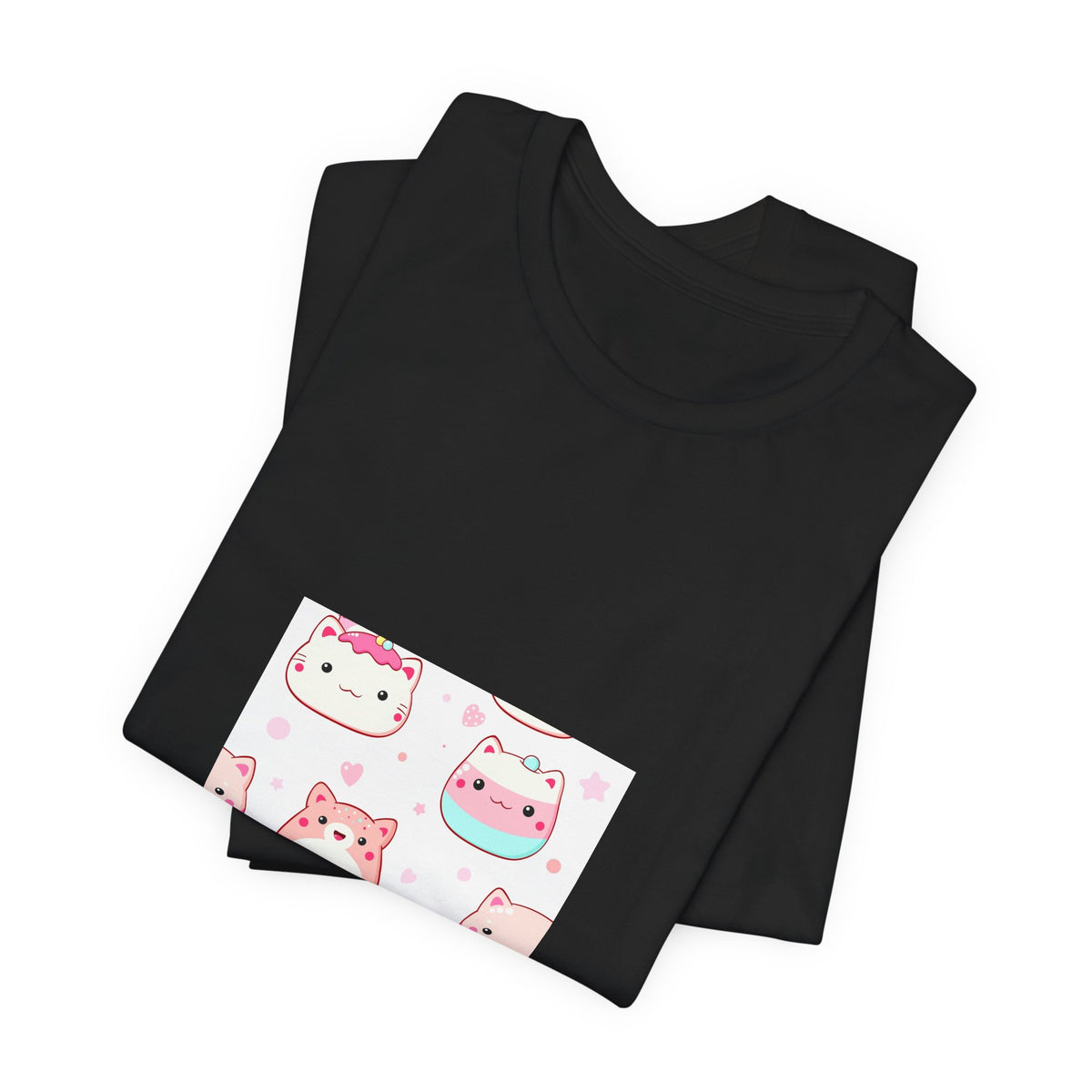 Kawaii Pink Cat Squad T-Shirt — Cute Cartoon Kitty Faces Tee