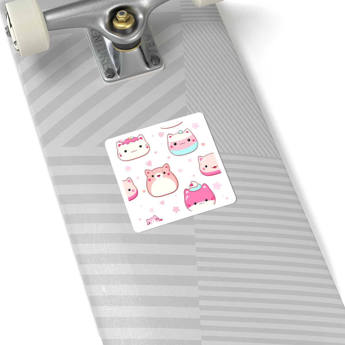 Cute Kawaii Dessert Cat Kiss-Cut Stickers — Pink Laptop Decals, Packable Cute Animal Stickers