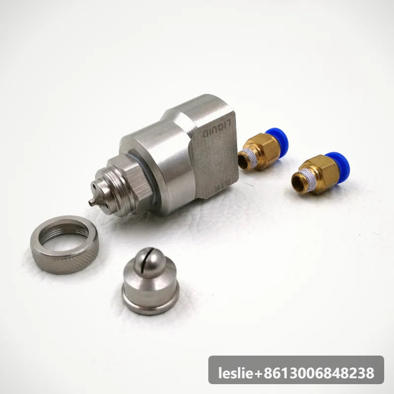 Premium Back Connection Double Fluid Air Atomizing Nozzle, Micron Particle Spray Tip for Industrial Dust Removal
