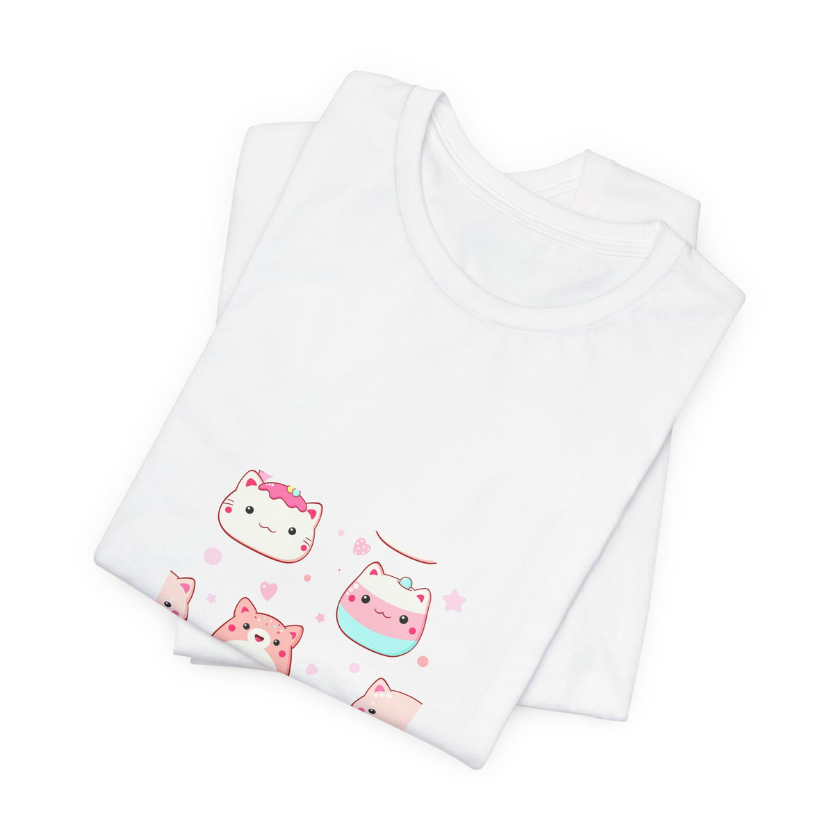 Kawaii Pink Cat Squad T-Shirt — Cute Cartoon Kitty Faces Tee