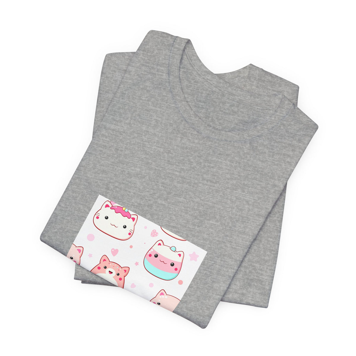 Kawaii Pink Cat Squad T-Shirt — Cute Cartoon Kitty Faces Tee