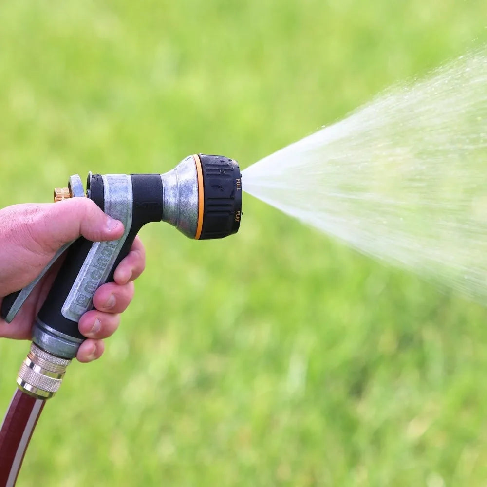7-Pattern Heavy-Duty Metal Hose Nozzle with Rear Trigger & Lock