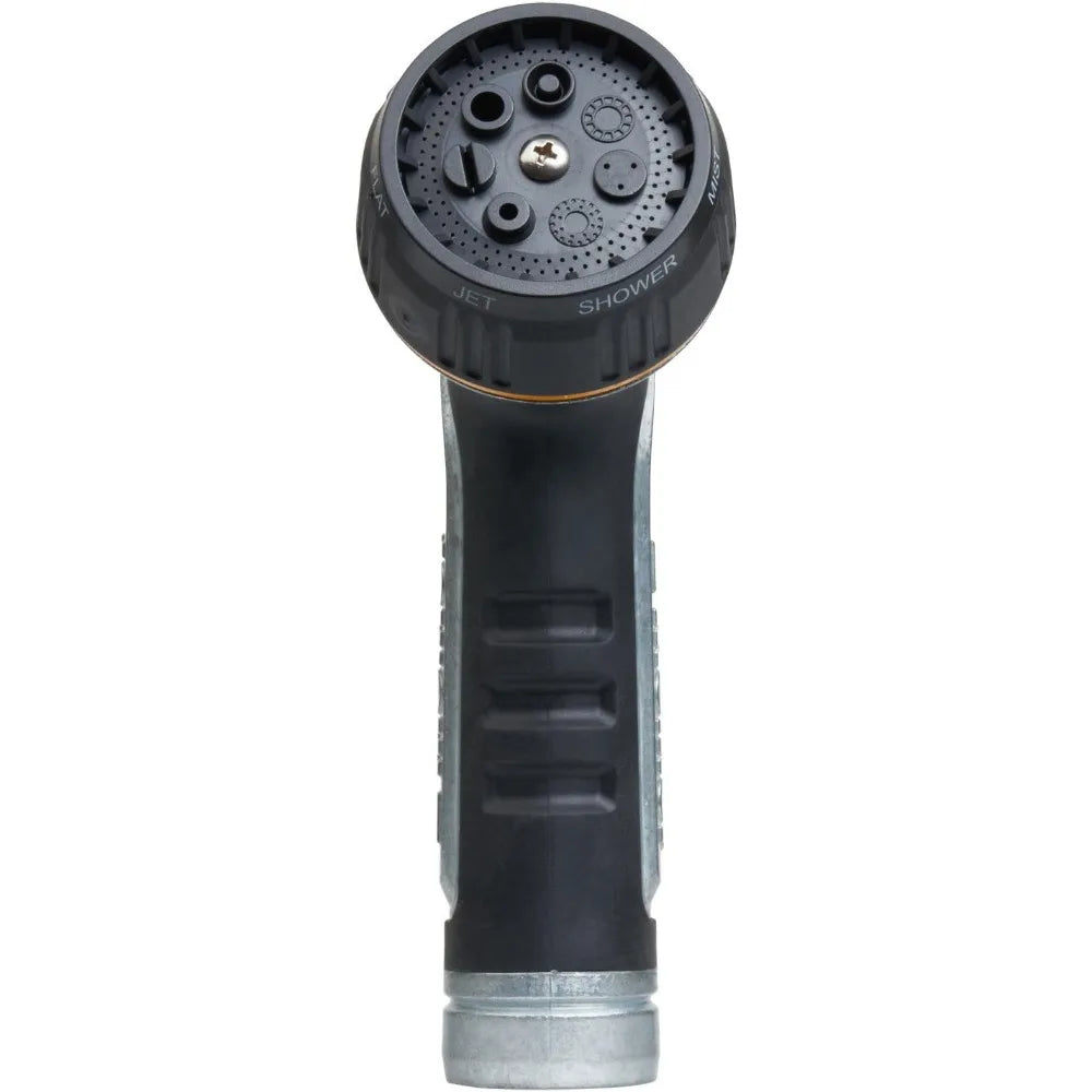 7-Pattern Heavy-Duty Metal Hose Nozzle with Rear Trigger & Lock