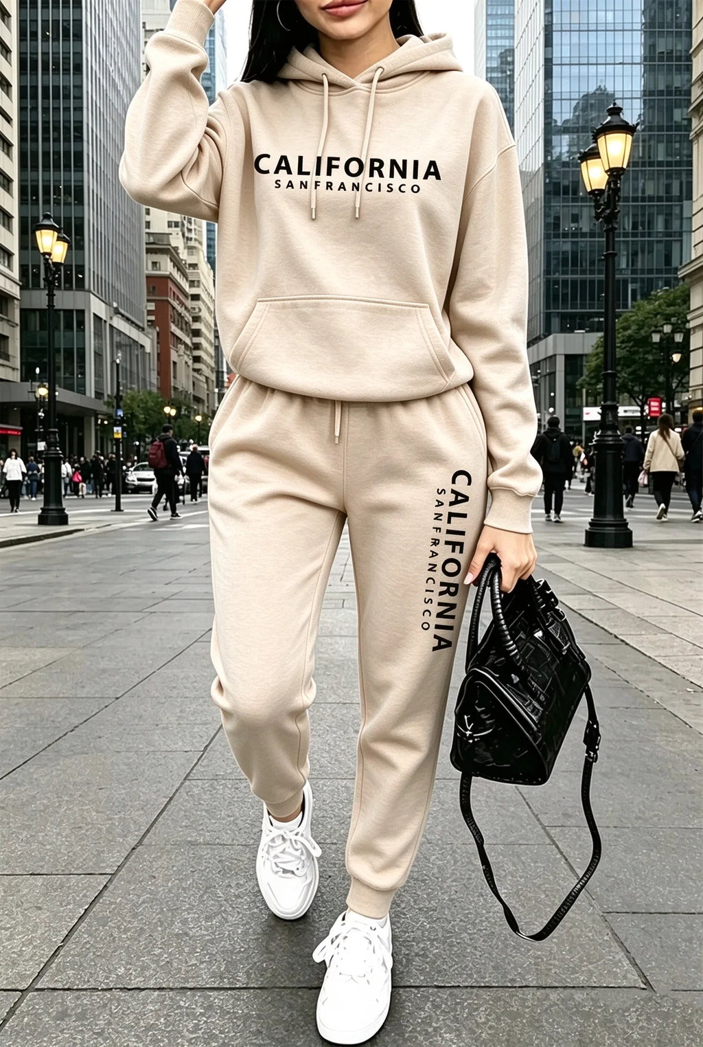 Fall Winter Womens Outfits Street Casual Hooded Sweatshirts Outdoors Sports Jogging Clothing Hot Sales Single Piece Hoodie Pants