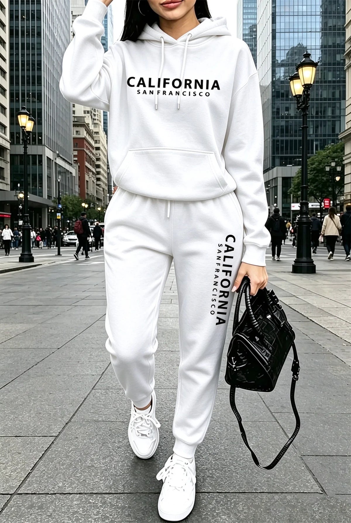 Fall Winter Womens Outfits Street Casual Hooded Sweatshirts Outdoors Sports Jogging Clothing Hot Sales Single Piece Hoodie Pants